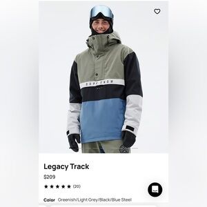Legacy Track Ski Jacket Men Greenish/Light Grey/Black/Blue Steele NEW